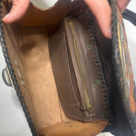 Vintage Tooled Leather Western Satchel Bag - Picture 6 of 8